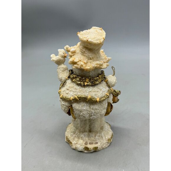 Vintage Bobbly head Snowman Figurine with Gold Accents & Birdhouse Used READ - Picture 3 of 7